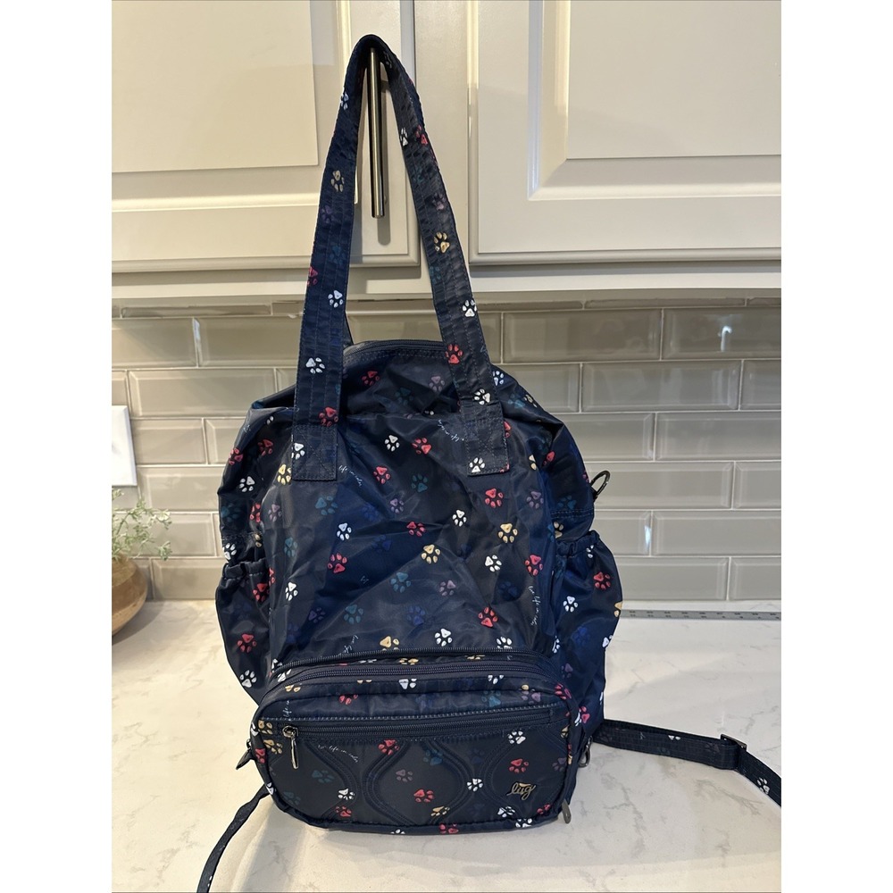 Lug Crescendo Paws Navy Convertible Shopper with Crossbody -belt Bag -tote NWOT